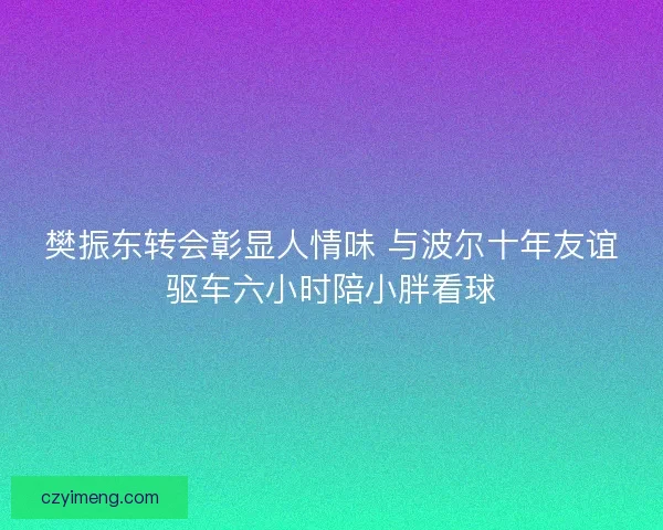 樊振东转会彰显人情味 与波尔十年友谊驱车六小时陪小胖看球
